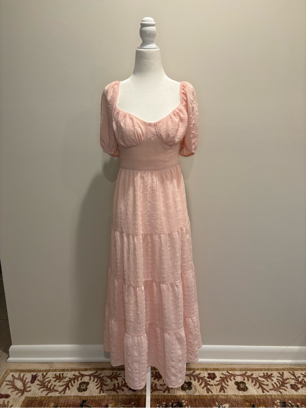 Forever 21 Blush Pink Puff-Sleeve Maxi Dress